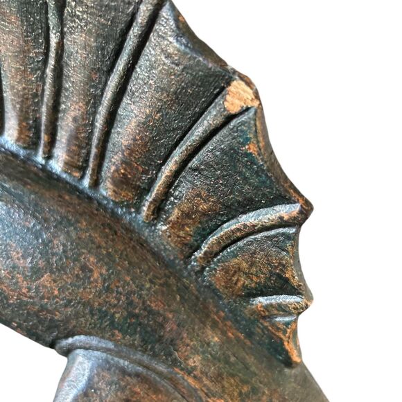 Vintage Wood Carved Black With Red Undertone Stain Dimetrodon Dinosaur On Wheels - Picture 6 of 7